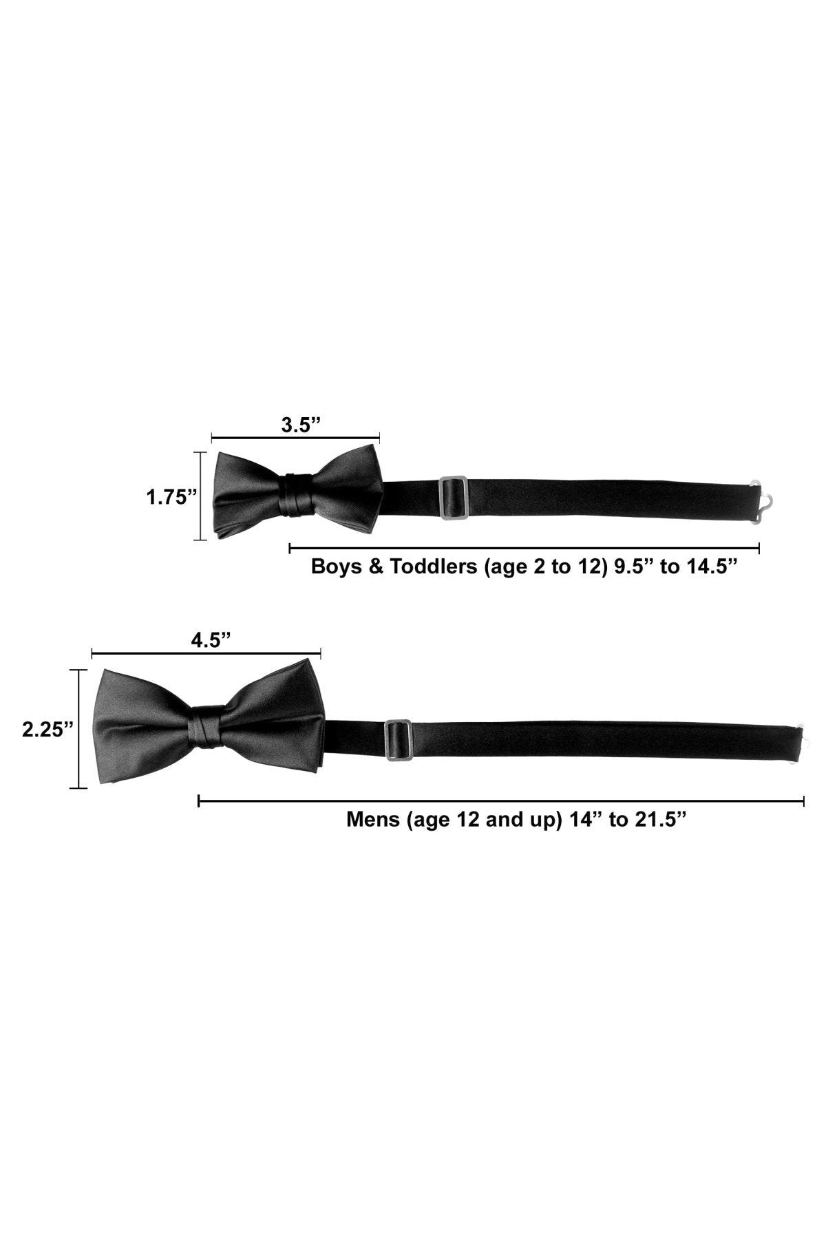 Adjustable Pre-Tied Satin Bow Tie – Men's & Boys' Formal Tuxedo Accessory for Weddings & Events 