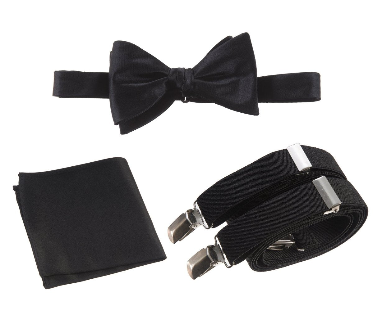 Tuxgear Inc | Men's & Boys Matching Set: Bow Tie, Suspenders & Pocket Square 