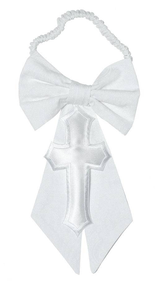 Boys First Holy Communion White Cotton Paisley Armband with Cross 