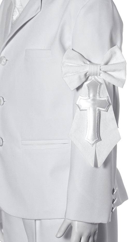 Boys First Holy Communion White Cotton Paisley Armband with Cross 