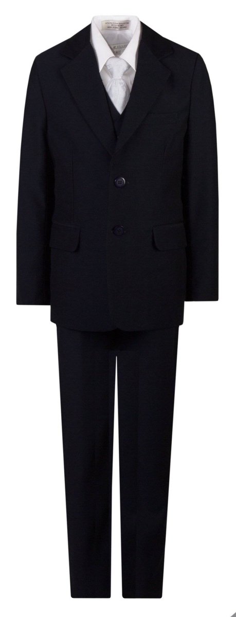 Boys Slim Fit Religious Suit with Clergy Jacquard Neck Tie 