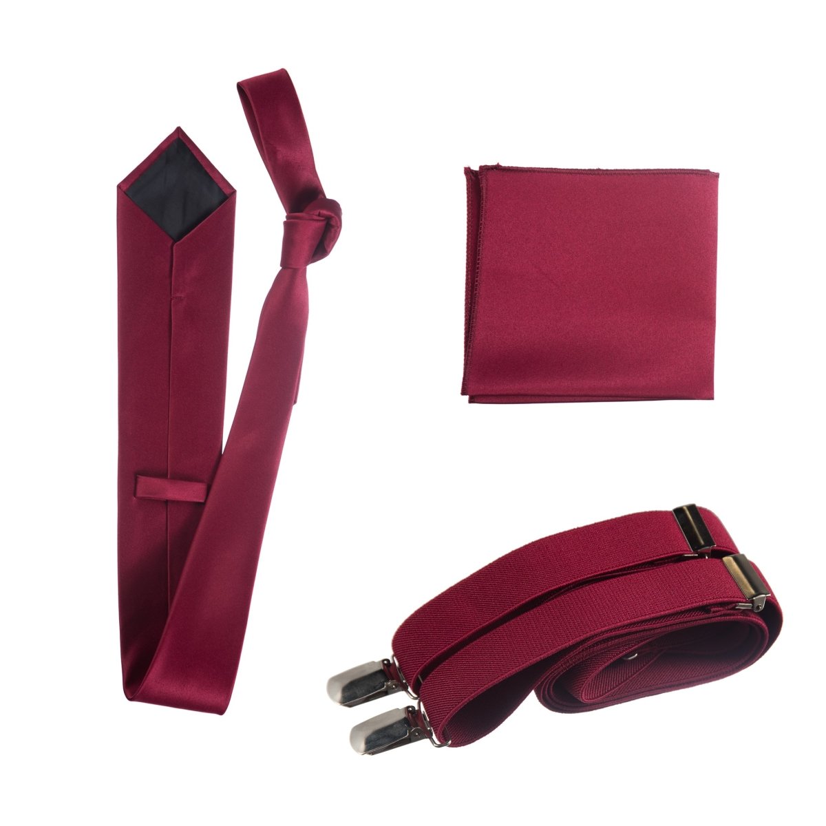 Classic Windsor Self Tie Necktie Suspenders and Pocket Square - Tuxgear