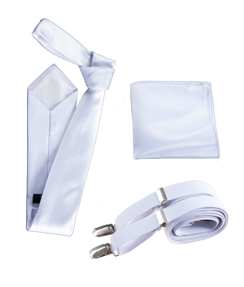 Classic Windsor Self Tie Necktie Suspenders and Pocket Square - Tuxgear