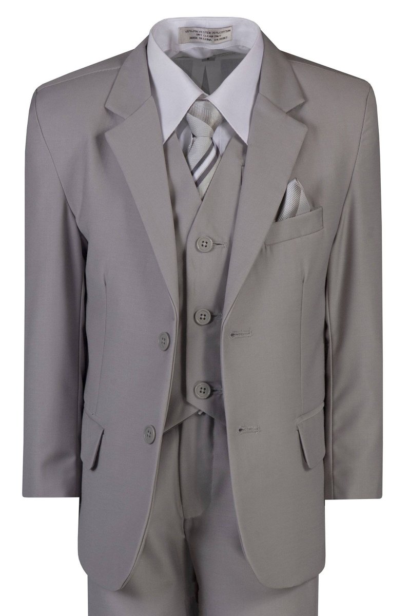 Husky Boys 6 Piece 2 Button Suit with Neck Tie and Pocket Square 