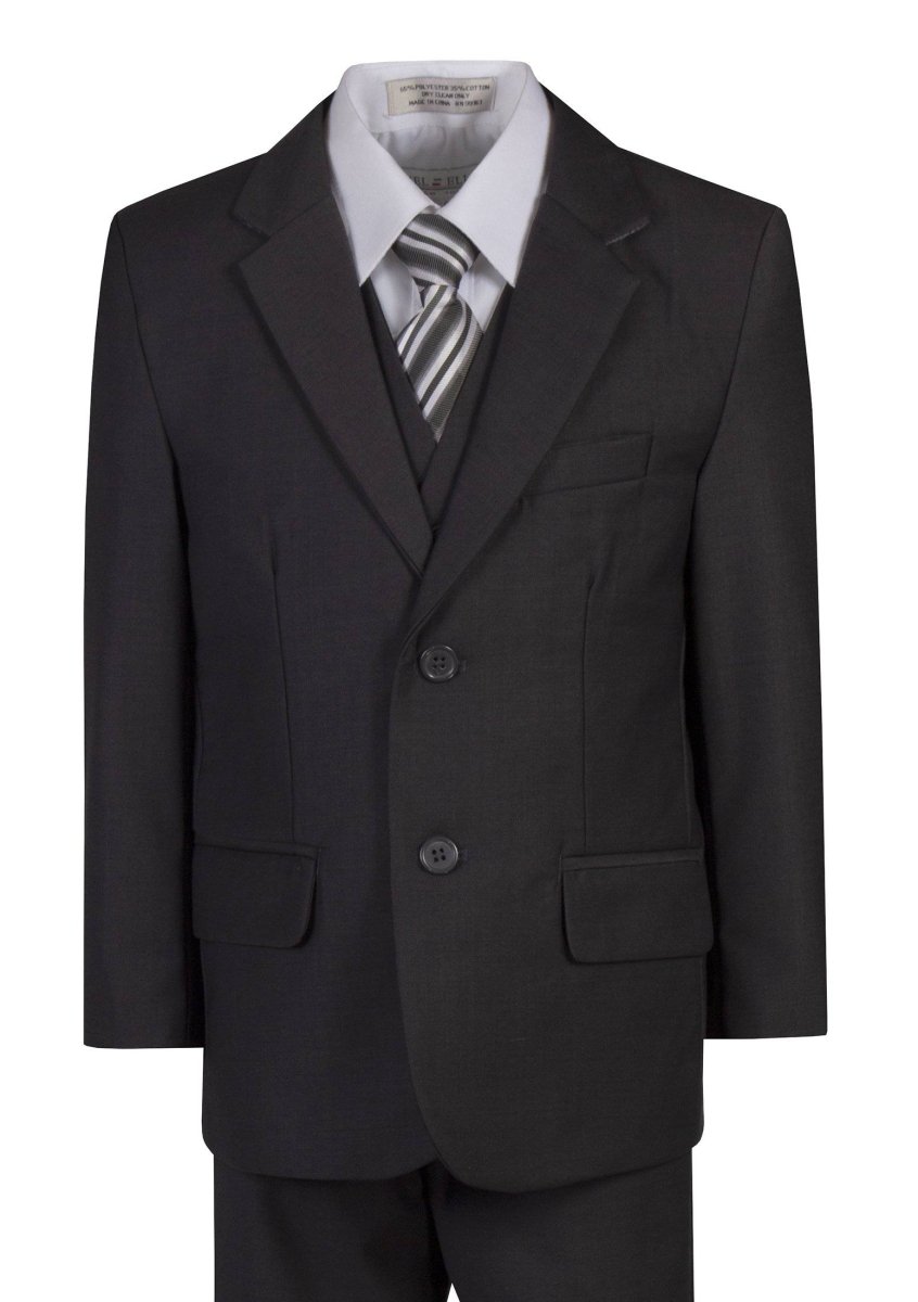 Husky Boys 6 Piece 2 Button Suit with Neck Tie and Pocket Square 