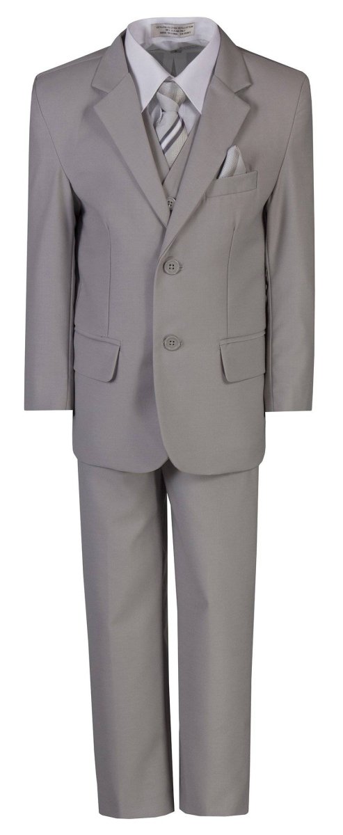 Husky Boys 6 Piece 2 Button Suit with Neck Tie and Pocket Square 