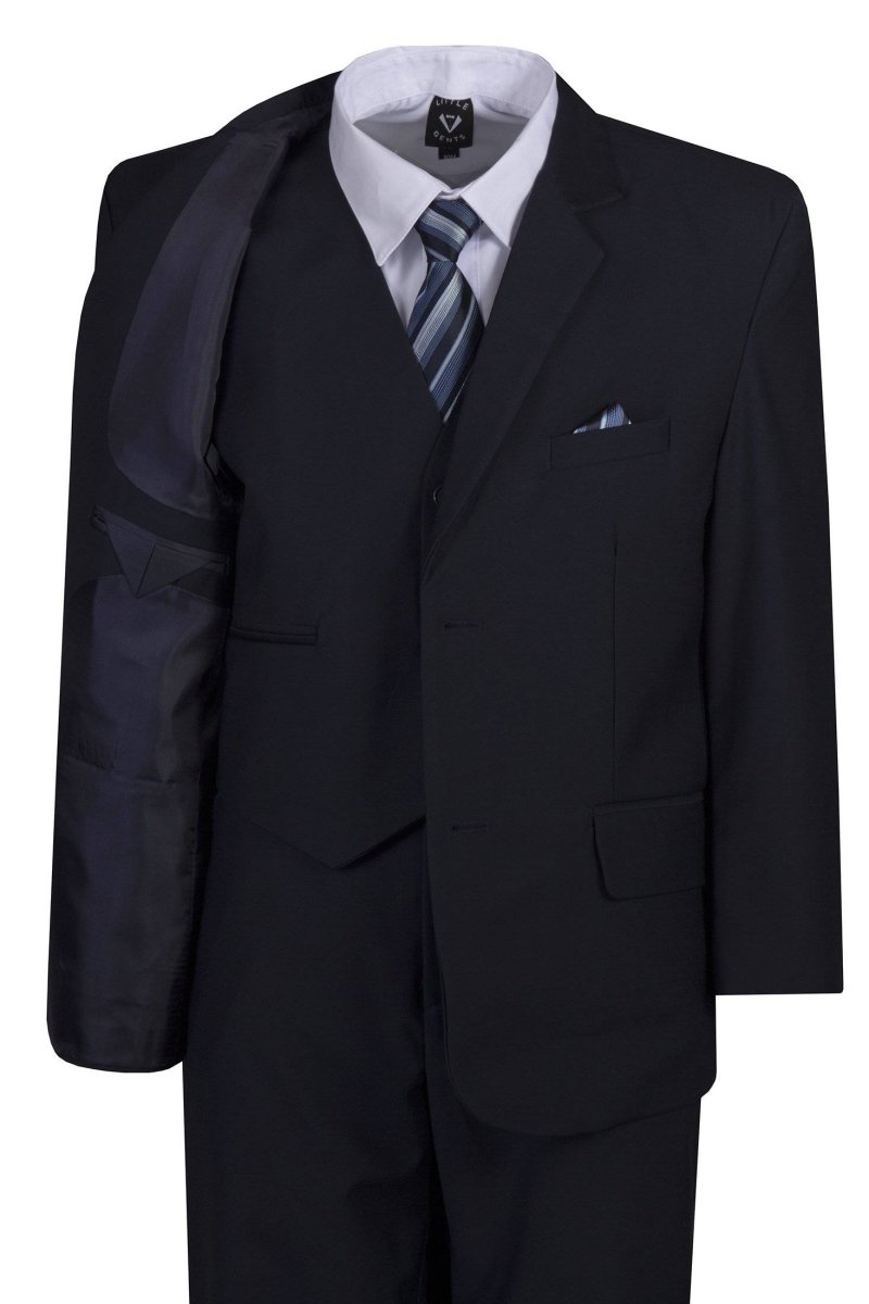 Husky Boys 6 Piece 2 Button Suit with Neck Tie and Pocket Square 