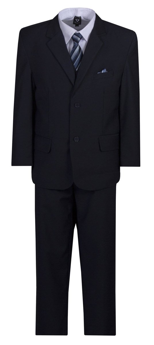 Husky Boys 6 Piece 2 Button Suit with Neck Tie and Pocket Square 