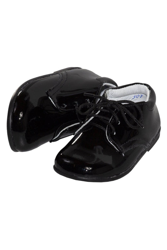 Infants Round Toe Black Formal Lace Up Shoe - Zac 