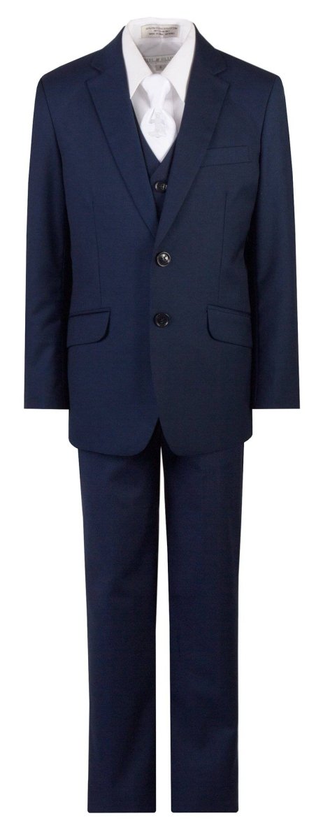 Navy Blue Slim Fit Suit Communion Cross Neck Tie Boys and Youth Sizes 