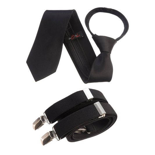 Neck Tie and Adjustable Stretch Suspender Set 