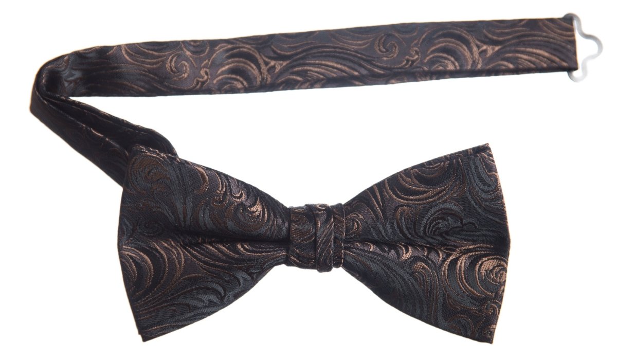 Pre-tied Adjustable Bow Tie of Satin Paisley Jacquard 