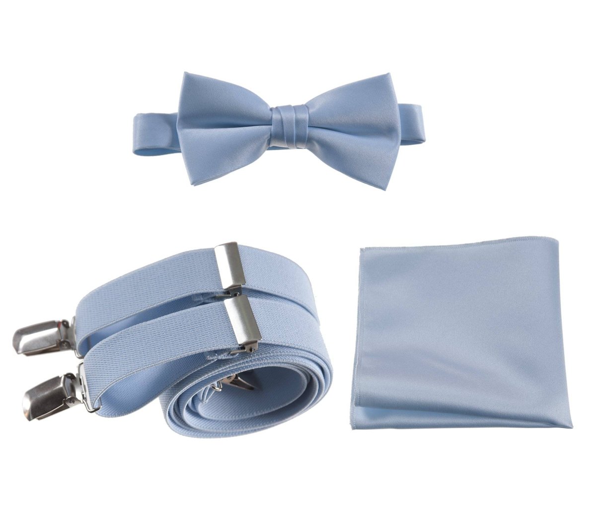 Pre-tied Bow Tie & Pocket Square with Adjustable Stretch Suspender 