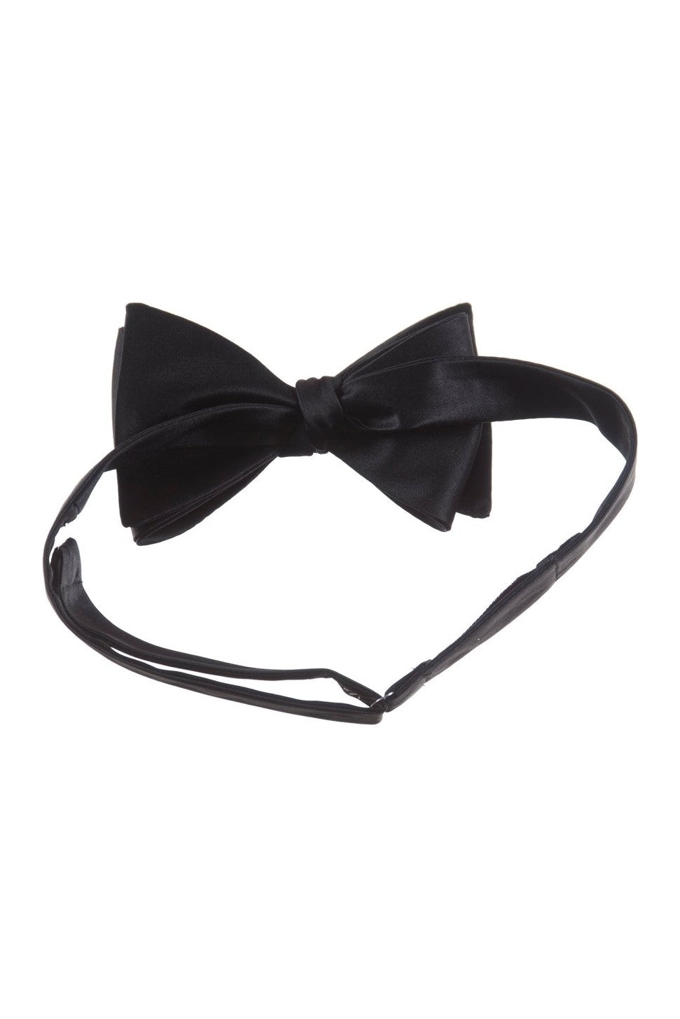 Satin Self Tie Bow Tie with Adjustable Neck Strap for Wedding Prom - Tuxgear