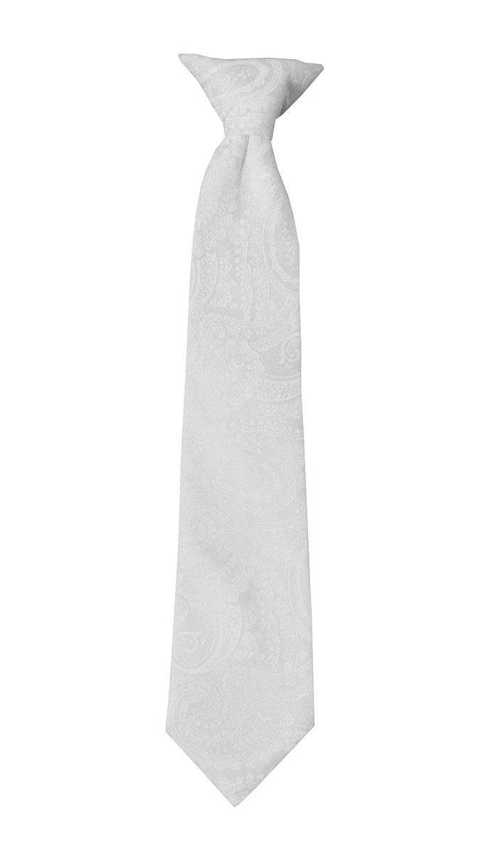 White Paisley Necktie for Toddlers, Boys and Youth 